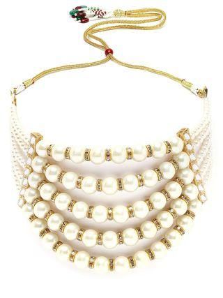 Karatcart Pearl Multilayer Beaded Kundan Choker Necklace Set for Women - Bluetick Nexus Pvt Ltd
