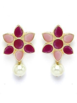 Karatcart Gold Plated Pearl Beaded Royal Pink and Baby Pink Kundan Stone Choker Necklace Set - Bluetick Nexus Pvt Ltd