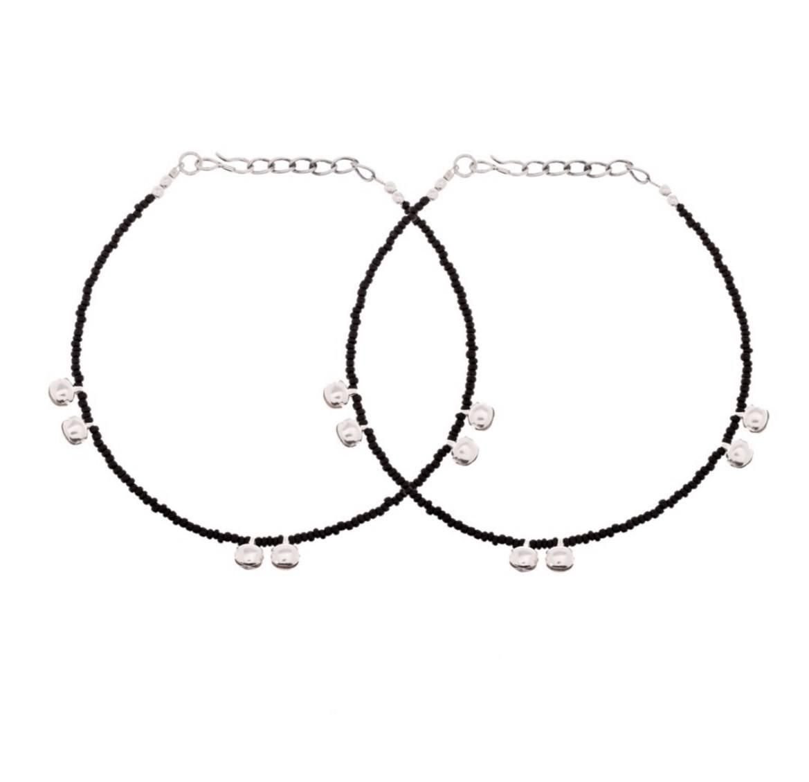 PD Enterprise Crystal Anklets With Ghungroo Black - Bluetick Nexus Pvt Ltd