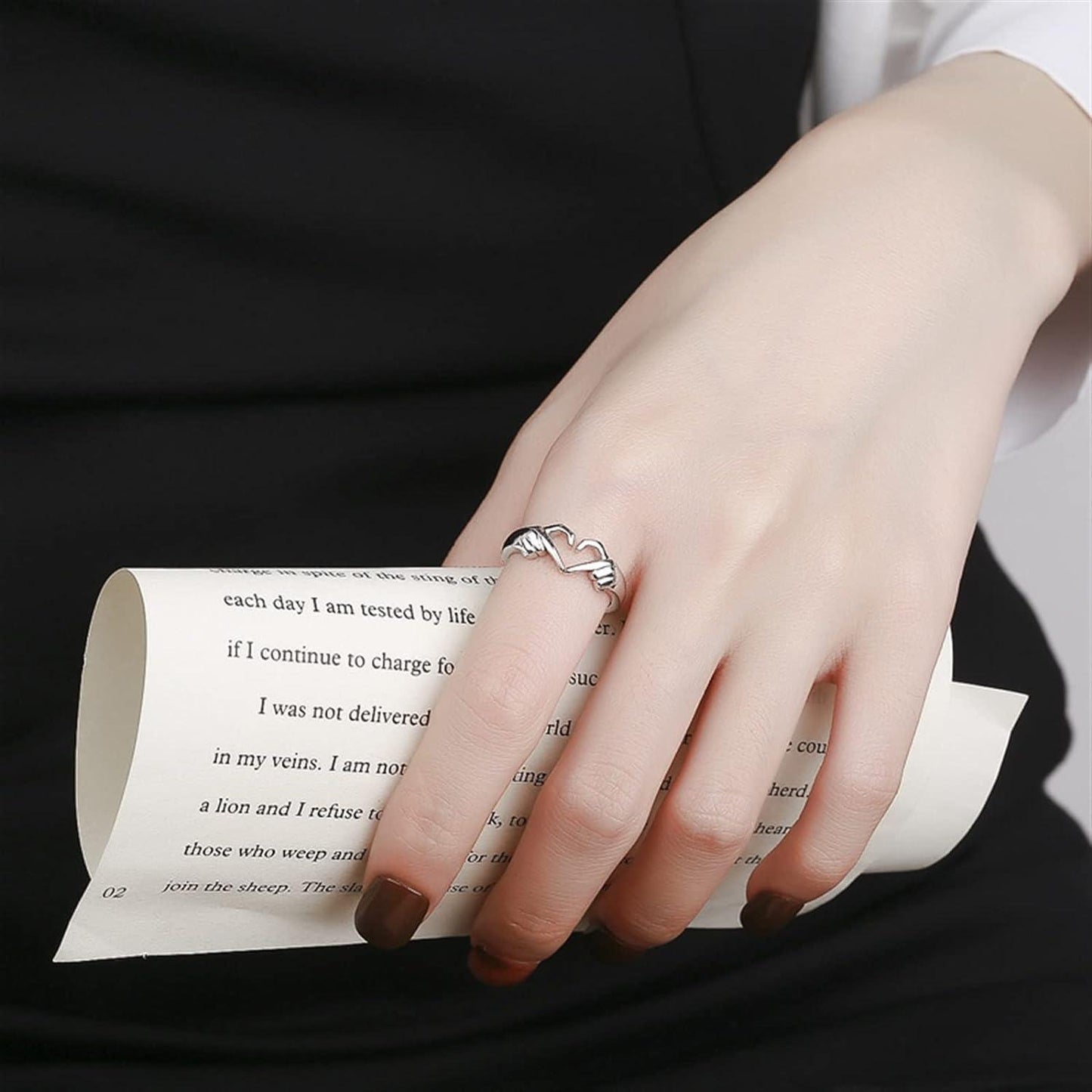 Pack of 2 Couple Hands Than Heart Thumb Finger Ring Metal Stainless Steel - Bluetick Nexus Pvt Ltd