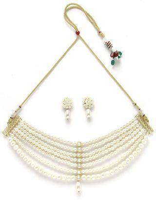 Karatcart Pearl Beaded Kundan Choker Necklace Set for Women - Bluetick Nexus Pvt Ltd