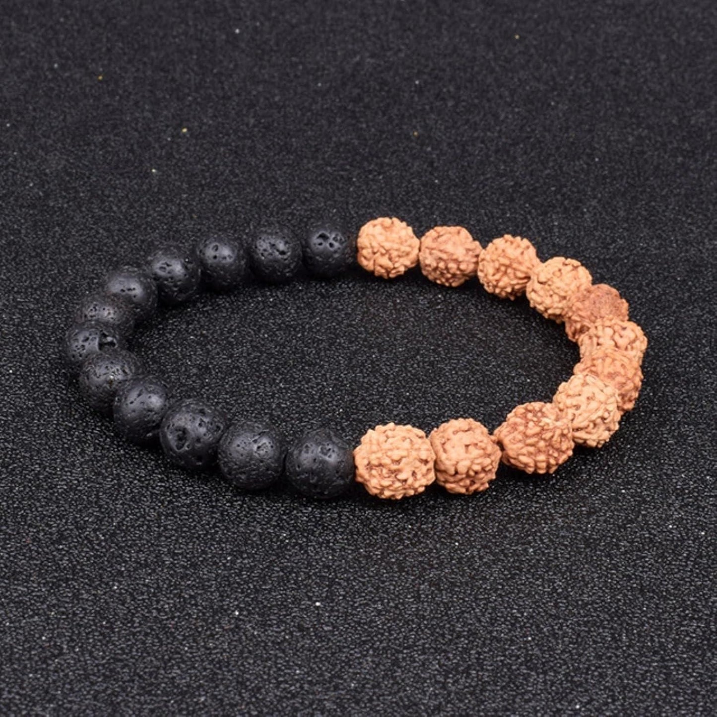 Authentic 5 Mukhi Rudraksha With Black Agate Beaded Bracelet� - Bluetick Nexus Pvt Ltd