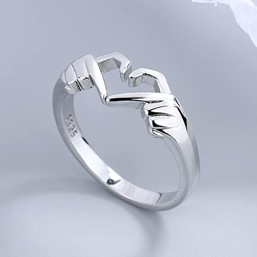 Pack of 2 Couple Hands Than Heart Thumb Finger Ring Metal Stainless Steel - Bluetick Nexus Pvt Ltd