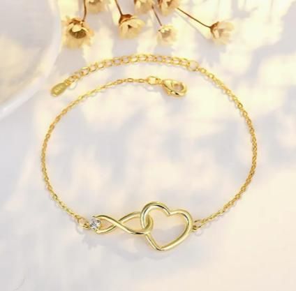 Golden Heart-Shaped Zirconia Bracelet - Bluetick Nexus Pvt Ltd