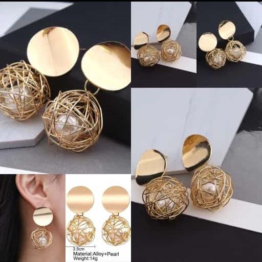 AVR JEWELS China Dangle Gold Double Disk Earrings For Women and Girls - Bluetick Nexus Pvt Ltd