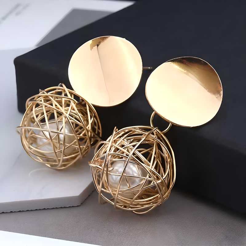 AVR JEWELS China Dangle Gold Double Disk Earrings For Women and Girls - Bluetick Nexus Pvt Ltd
