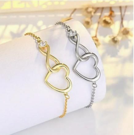 Golden Heart-Shaped Zirconia Bracelet - Bluetick Nexus Pvt Ltd