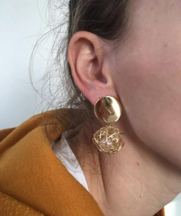 AVR JEWELS China Dangle Gold Double Disk Earrings For Women and Girls - Bluetick Nexus Pvt Ltd