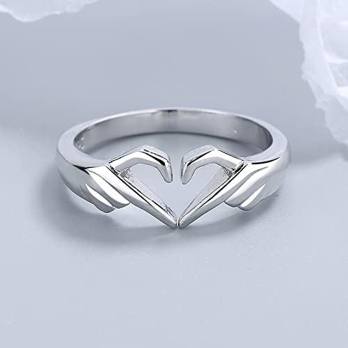 Pack of 2 Couple Hands Than Heart Thumb Finger Ring Metal Stainless Steel - Bluetick Nexus Pvt Ltd