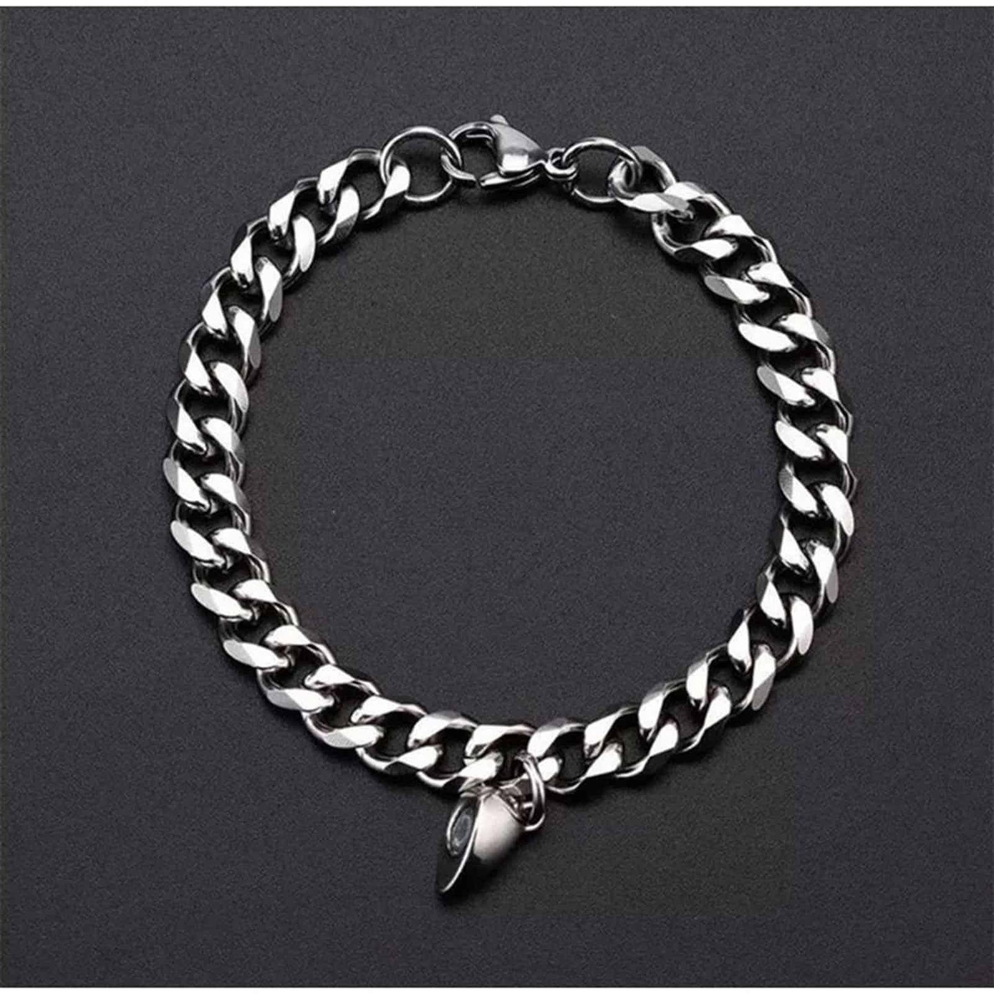 Silver Heart Magnetic Couple Chain Bracelet - Bluetick Nexus Pvt Ltd