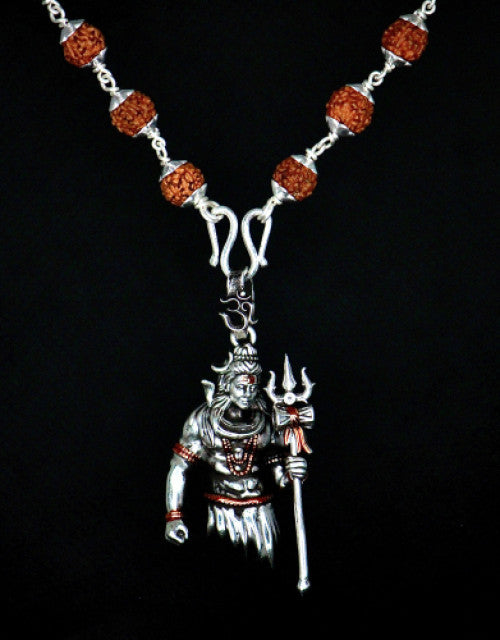New lord shiva pendant with original Silver Rudraksha Mala - Bluetick Nexus Pvt Ltd
