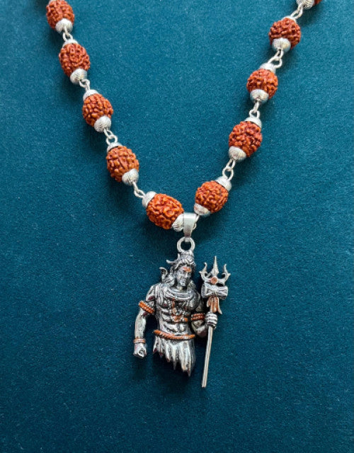 New lord shiva pendant with original Silver Rudraksha Mala - Bluetick Nexus Pvt Ltd