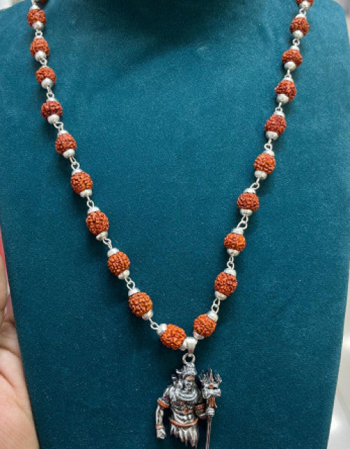 New lord shiva pendant with original Silver Rudraksha Mala - Bluetick Nexus Pvt Ltd