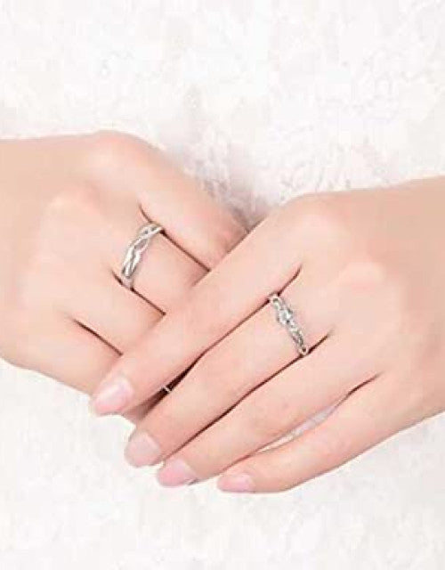 silver stylish king Queen design Copper Silver Plated Ring Set - Bluetick Nexus Pvt Ltd