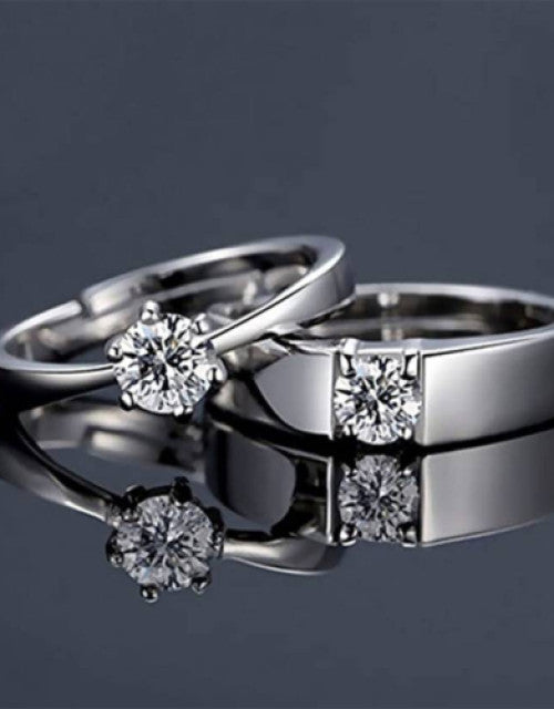 Stainless Steel Zircon Sterling Silver Plated Ring Set - Bluetick Nexus Pvt Ltd