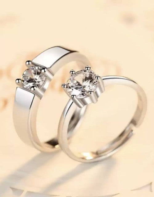 Stainless Steel Zircon Sterling Silver Plated Ring Set - Bluetick Nexus Pvt Ltd