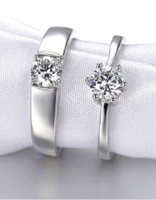 Stainless Steel Zircon Sterling Silver Plated Ring Set - Bluetick Nexus Pvt Ltd