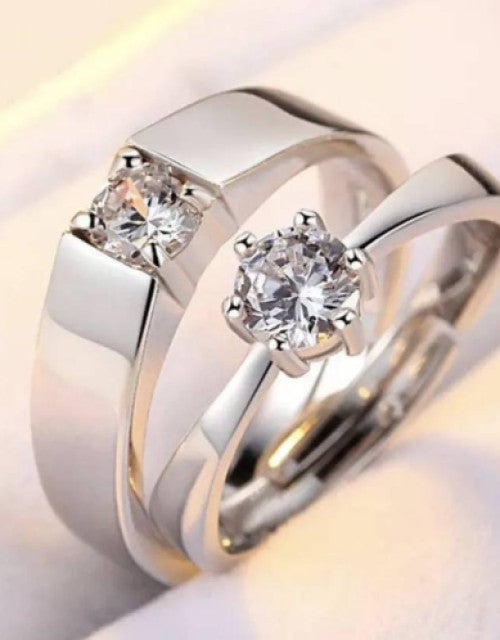 Stainless Steel Zircon Sterling Silver Plated Ring Set - Bluetick Nexus Pvt Ltd